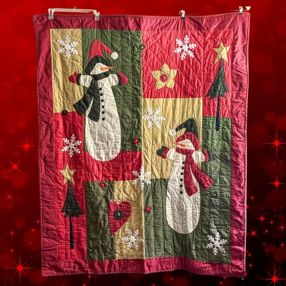 Kohl's Holiday Snowman Throw / Christmas Blanket 51"x63" (Cotton Filled) - Picture 1 of 5